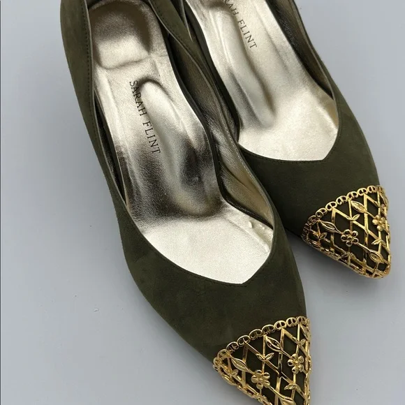 Sarah Flint limited edition Filigree pumps Sz39.5 Green Gold